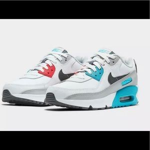 Nike Air Max 90 LTR White Grey Blue GS Mens CD6864